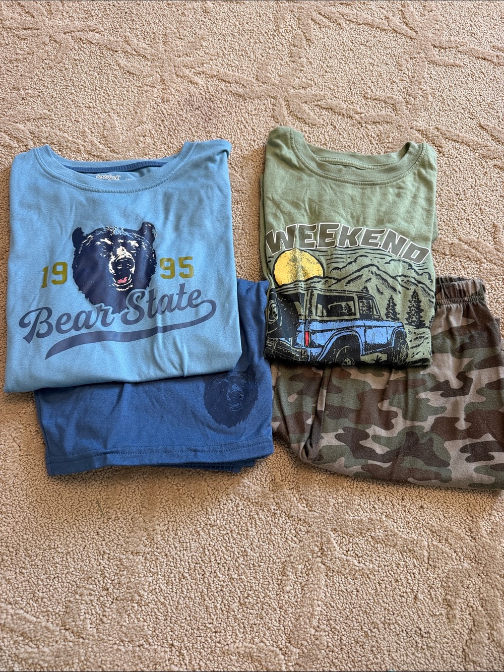 Cat & Jack Boys Pajama Bundle - Blue & Green with Camo Pants